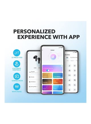 P20i Bluetooth Earphones, 10mm Drivers with Big Bass True Wireless Earbuds, 30H Playtime, IPX5, 2 Mics for AI Clear Calls, 22 Preset EQs, Customization via App Black - view 3