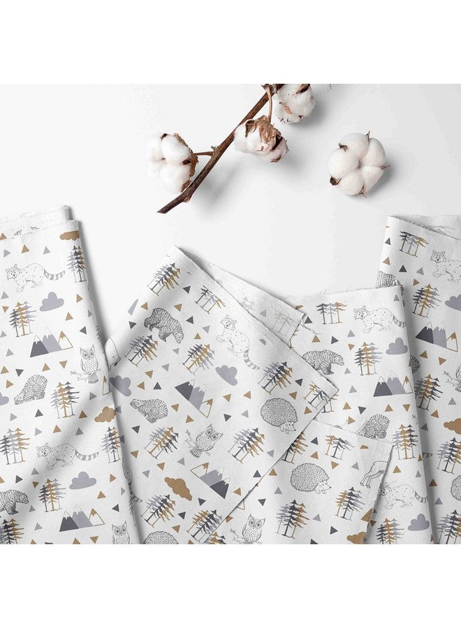 Bacati - 2 Pack Woodlands Bears Bison Owls Printed Neutral 100% Cotton Universal Baby US Standard Crib or Toddler Bed Fitted Sheets (Beige/Grey) - Image 2