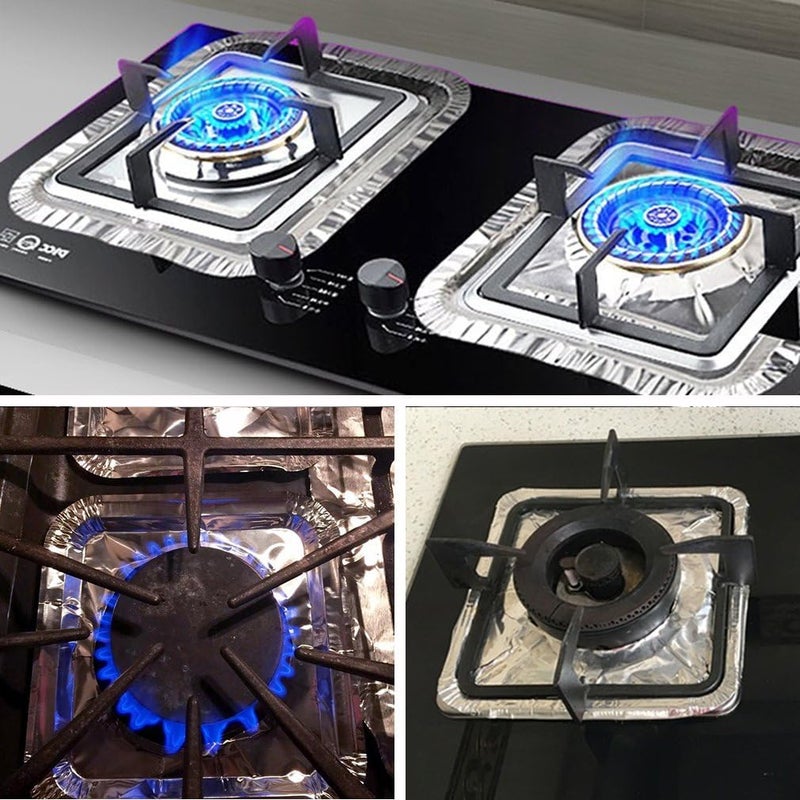 Reusable Gas Stove Burner Covers Set of 8 Pieces, Aluminum Foil Stove Protectors, Heat Resistant Kitchen Liners for Easy Cleaning, Durable Imported Gas Cooker Protection Pads - Image 4