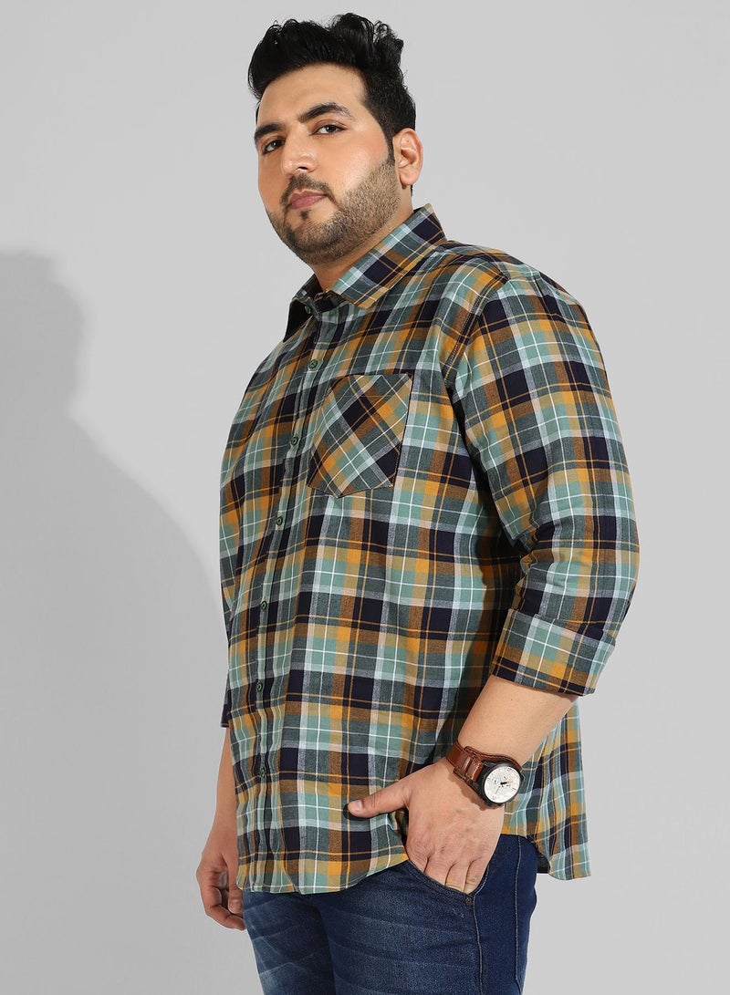 Instafab Plus Men's Multicoloured Checkered Collared Button Up Regular Fit Shirt For Casual Wear | Modern Clothing Shirt Crafted With Comfort Fit, Regular Sleeve & High-Performance For Everyday Wear - Image 3