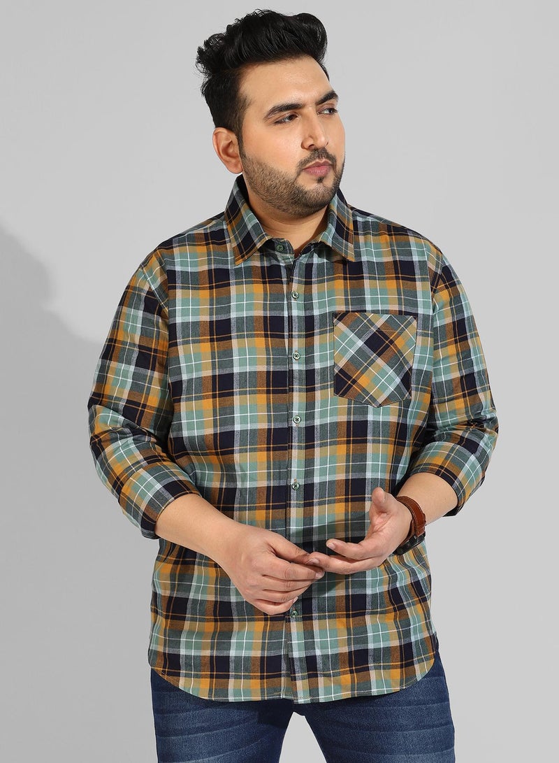 Instafab Plus Men's Multicoloured Checkered Collared Button Up Regular Fit Shirt For Casual Wear | Modern Clothing Shirt Crafted With Comfort Fit, Regular Sleeve & High-Performance For Everyday Wear - Image 1
