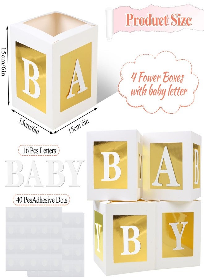 RTHPY 4 Pcs Baby Shower Flower Boxes Table Centerpieces Decoration Gold Baby Block Floral Holder Centerpiece Baby In Bloom Gender Reveal Birthday Party Decors Table Display Its A Girl Its A Boy - Image 2