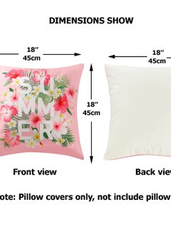 Excefore 4 Pcs Flamingo Throw Pillow Covers, 18 X 18 Inch Decorative Pink Bird Pillowcases Tropical Leaves Cushion Covers for Sofa Couch Summer Holiday Home Decor (Sets A)  - Image 5