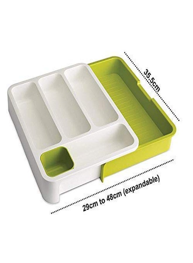 Orrda Drawer Store Expandable Cutlery Tray | Plastic Drawer Holder Store Organize Spoons Toiletries for Home Kitchen Tool | Cutlery Holder Tray (38 X 5.5 X 29 cm, Green) - Image 2