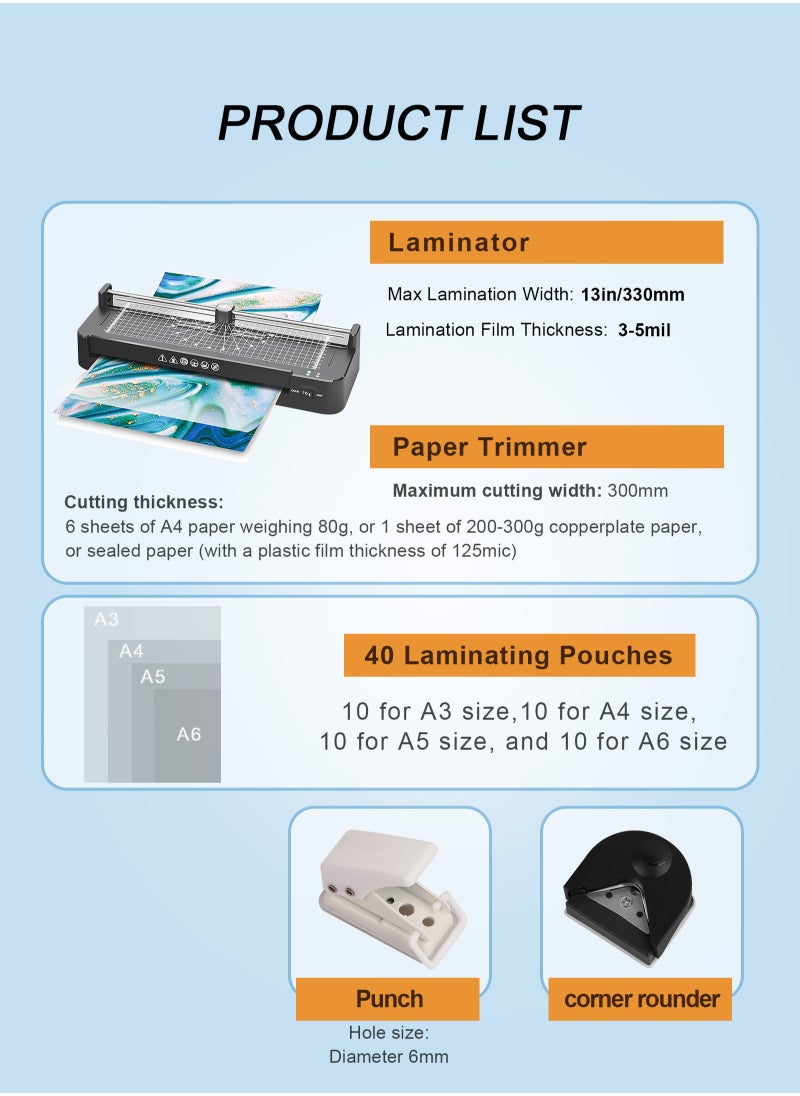 HomarKet - Thermal Laminator Machine A3 with Build in Paper Trimmerfor Hot and Cold A4 Laminator for Office Home School - Image 1