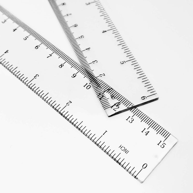 JOYLOYAL 6 Pack 6 Inch Ruler Plastic Ruler Straight Ruler Plastic Measuring Tool Transparent Ruler Small Ruler with Inches and Metric Measuring for Student School Office (Clear, 15cm) - Image 5