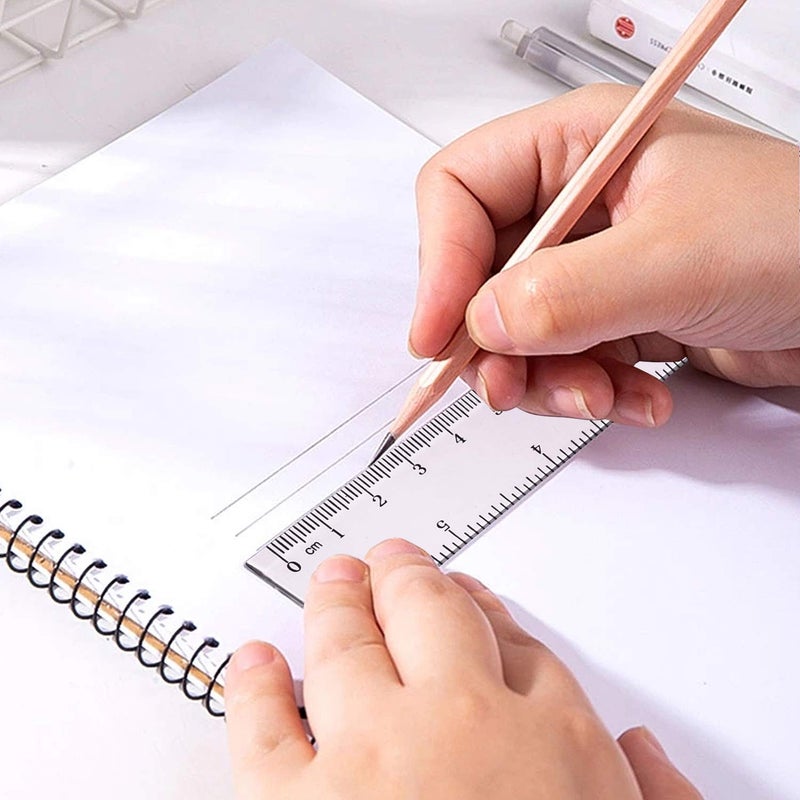 JOYLOYAL 6 Pack 6 Inch Ruler Plastic Ruler Straight Ruler Plastic Measuring Tool Transparent Ruler Small Ruler with Inches and Metric Measuring for Student School Office (Clear, 15cm) - Image 2