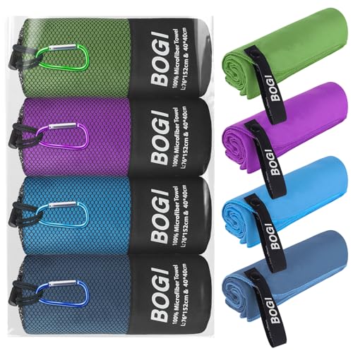 BOGI 4 Pack8 pcs Microfiber Travel Sports TowelQuick Dry Towel Soft Lightweight Microfiber Camping Towel Absorbent Compact Travel Towel for Camping Gym Beach Bath Yoga Swimming BackpackingLarge - Image 1