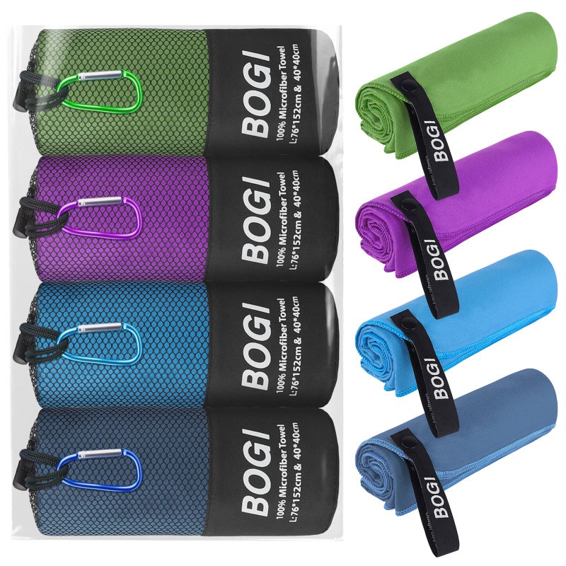 BOGI 4 Pack8 pcs Microfiber Travel Sports TowelQuick Dry Towel Soft Lightweight Microfiber Camping Towel Absorbent Compact Travel Towel for Camping Gym Beach Bath Yoga Swimming BackpackingLarge - Image 2