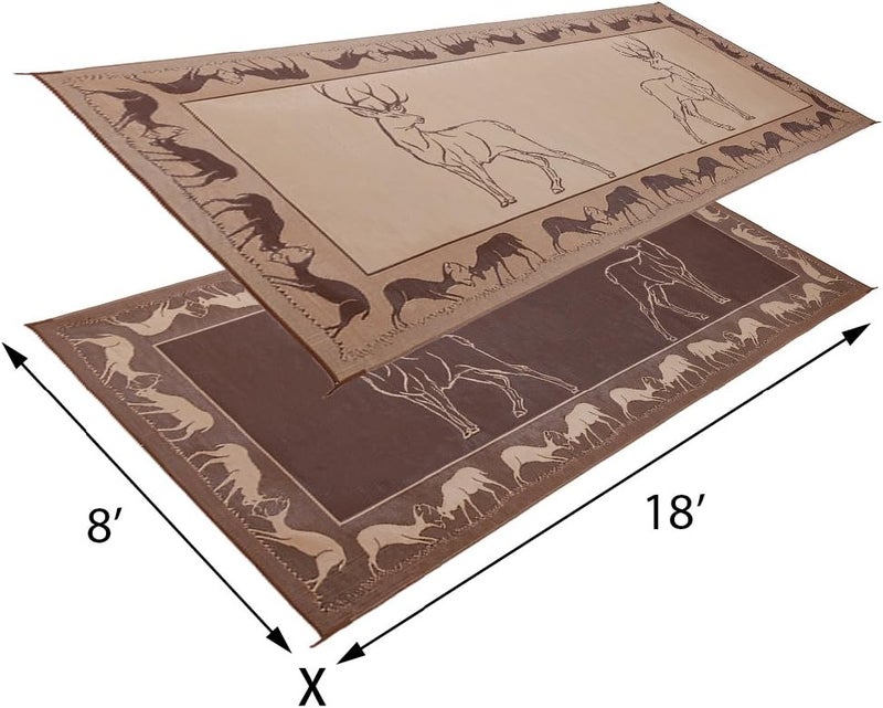 Stylish Camping PE1 Black /Brown/Beige 8-Feet x 18-Feet Deer Mat - Image 2
