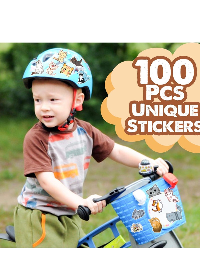 SOLARAE 100 Pieces Waterproof  Cat Laptop Stickers Vinyl Kawaii Decals for Water Bottles Cartoon Cat Stickers for Decoration Laptop Luggage Skateboard Car Bike Phone Case - Image 5