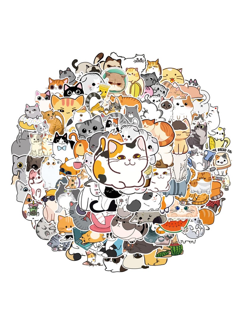 SOLARAE 100 Pieces Waterproof  Cat Laptop Stickers Vinyl Kawaii Decals for Water Bottles Cartoon Cat Stickers for Decoration Laptop Luggage Skateboard Car Bike Phone Case - Image 1