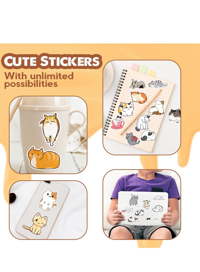 SOLARAE 100 Pieces Waterproof  Cat Laptop Stickers Vinyl Kawaii Decals for Water Bottles Cartoon Cat Stickers for Decoration Laptop Luggage Skateboard Car Bike Phone Case - Image 4
