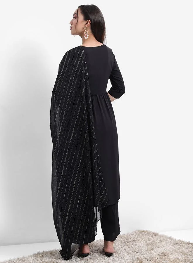 Vishudh Embroidered Panel Kurta & Palazzo with Dupatta Co-Ords by Styli