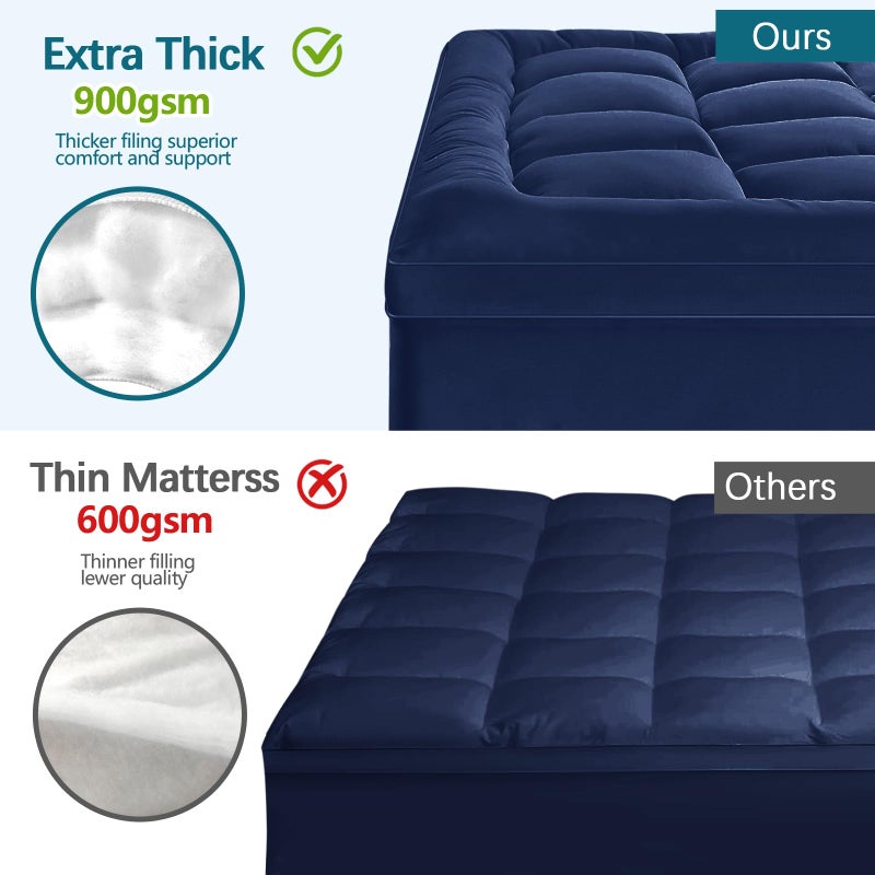 CYMULA Mattress Topper Queen Size - Extra Thick Cooling Mattress Pad Cover for Back Pain - Soft Mattress Protector Firm Bed Topper Pillow Top with 8-21 Inch Deep Pocket 3D Snow Down Alternative Fill - Image 2