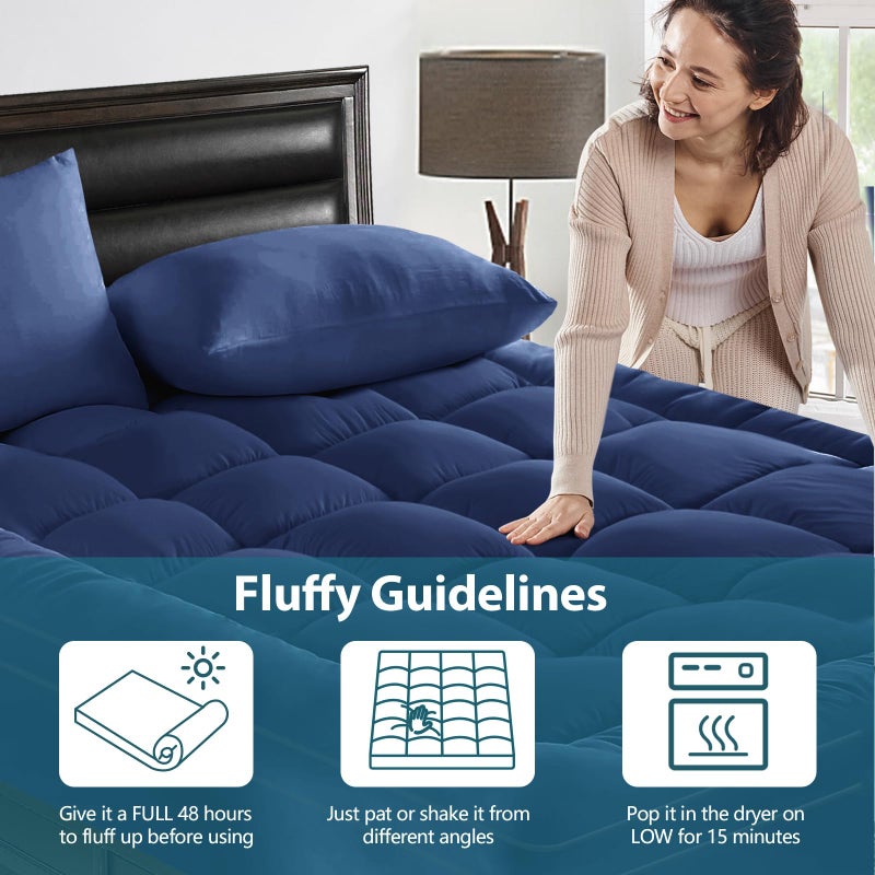 CYMULA Mattress Topper Queen Size - Extra Thick Cooling Mattress Pad Cover for Back Pain - Soft Mattress Protector Firm Bed Topper Pillow Top with 8-21 Inch Deep Pocket 3D Snow Down Alternative Fill - Image 5