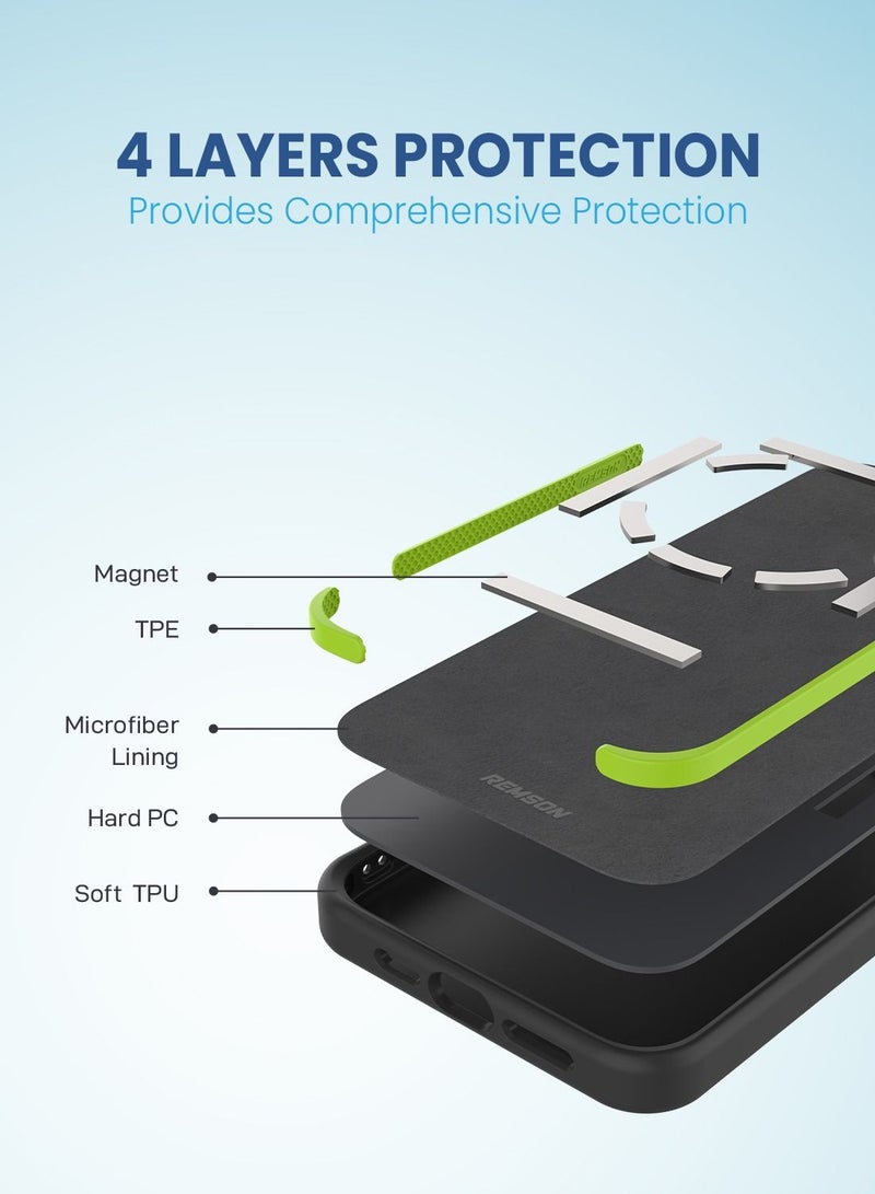 Remson غطاء سيليكوني واقي هجين مغناطيسي من ريمسون ماج-إكس مصمم للعمل مع ماج سيف لجهاز آيفون 14 بحجم 6.1 بوصة (أسود) - Image 4