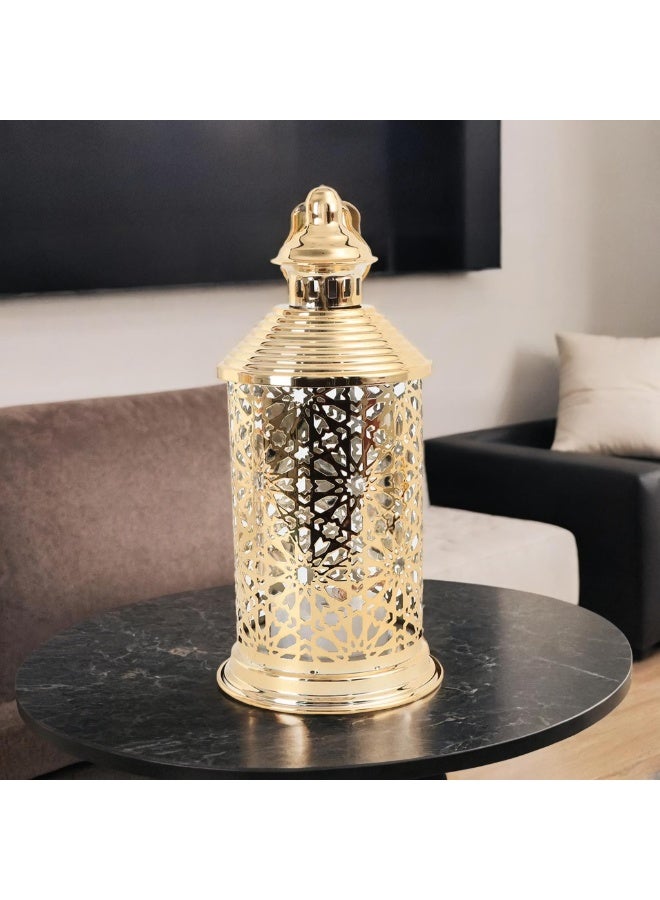 Baity Decorative metal lantern with light - gold - Image 1