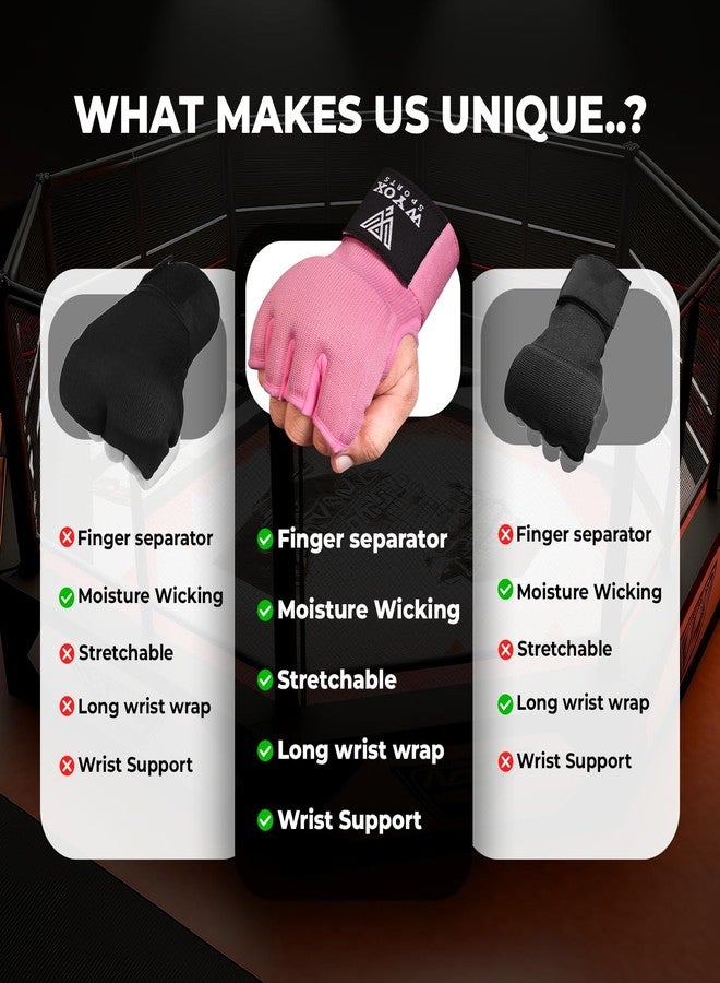 WYOX Gel Boxing Hand Wraps Inner Gloves for Men & Women – 80cm Quick Wrist Strap, Padded Knuckle Support, Fingerless MMA Muay Thai Kickboxing Wraps for Training, Punching & Martial Arts - Image 5