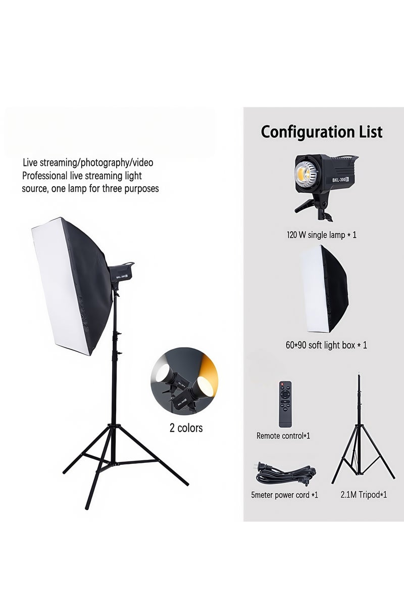 غرانفين مجموعة إضاءة استوديو تصوير احترافية COB، مصباح فيديو LED ثنائي اللون 120 واط 2700-6500 كلفن مع صندوق ضوء 60 × 90 سم وحامل قابل للتعديل للصور/الفيديو/البث المباشر - Image 2