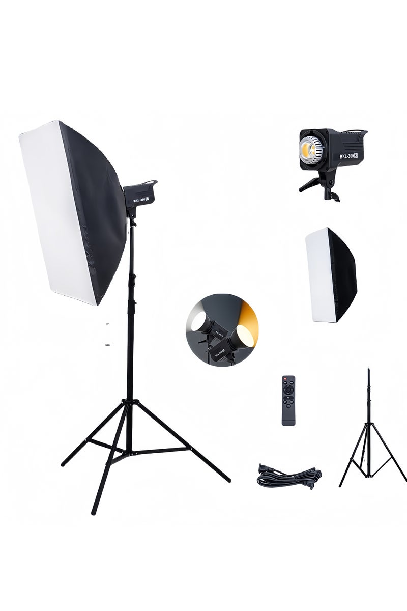 غرانفين مجموعة إضاءة استوديو تصوير احترافية COB، مصباح فيديو LED ثنائي اللون 120 واط 2700-6500 كلفن مع صندوق ضوء 60 × 90 سم وحامل قابل للتعديل للصور/الفيديو/البث المباشر - Image 1