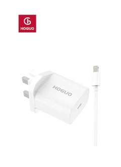 HOGUO Power Adapter 24.5W Type-C PD Output with Lightning Cable White  - Image 1