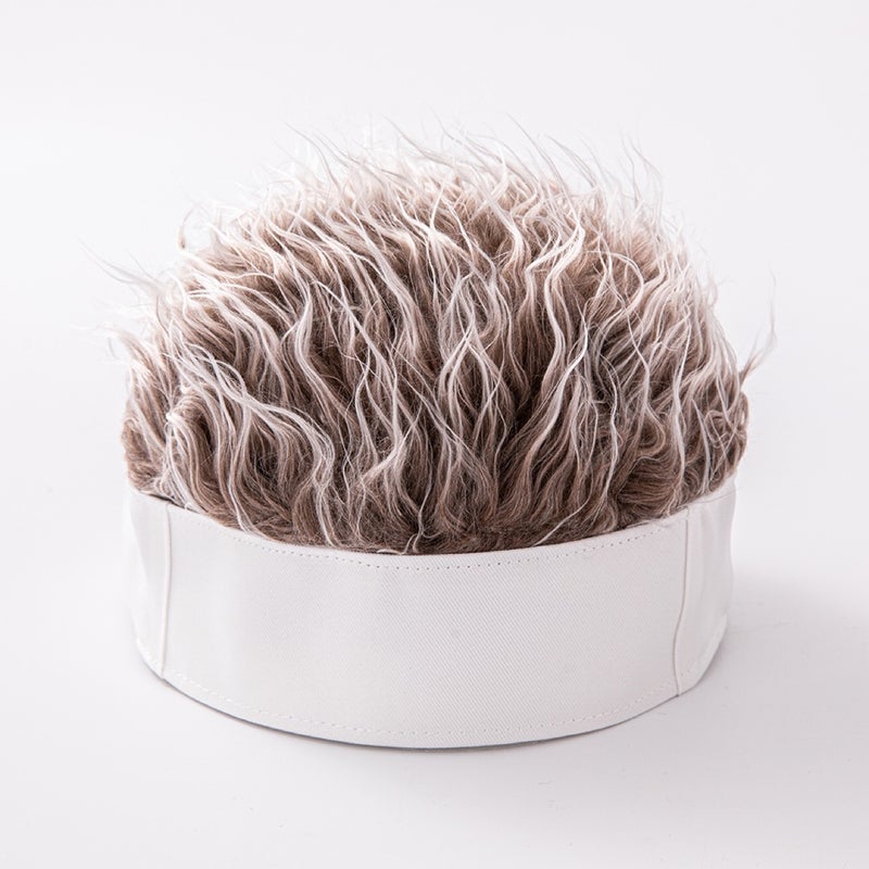 simulation wig hat handsome hip-hop short hair hat retro spoof beanie hat melon skin rogue landlord hat wholesaleWhite hat hair White hat hair