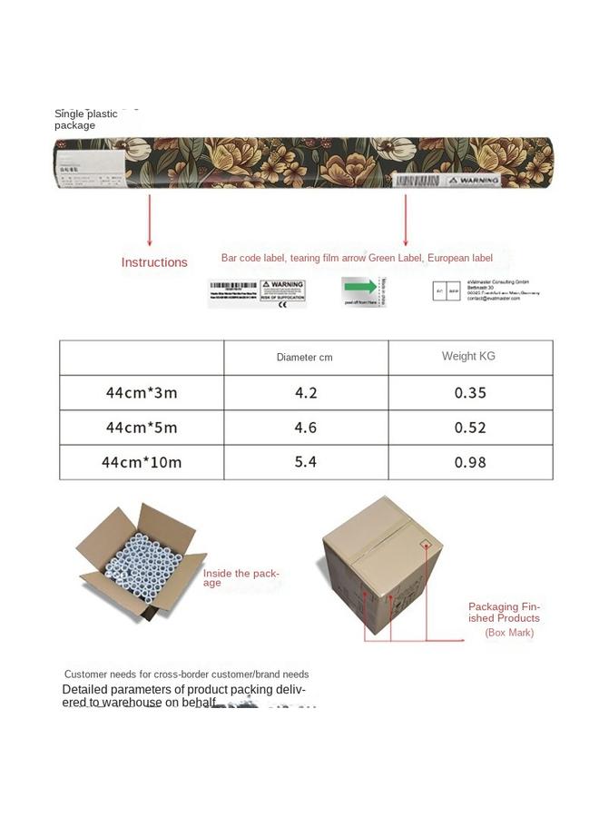 Bluejw Retro Plant Flower Wallpaper TV Background Wall High-end Furniture Stickers Refurb Stickers Thickened Wallpaper - Image 5