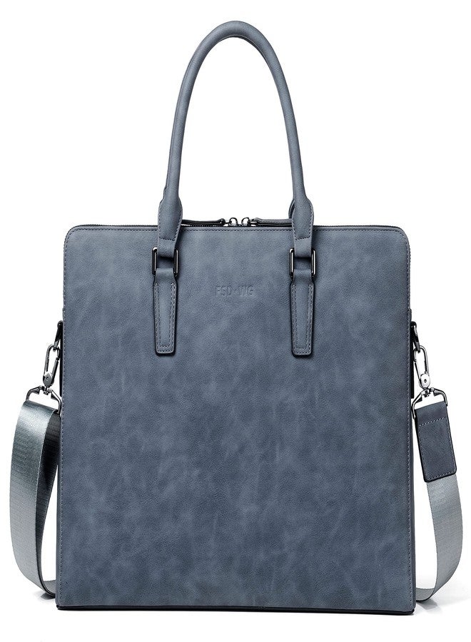 FSD.WG FSD. WG Business Bag Leather Messenger Bag Water Resistant Business Travel Briefcase Handbag Briefcase for Men, Blue, Large - Image 1
