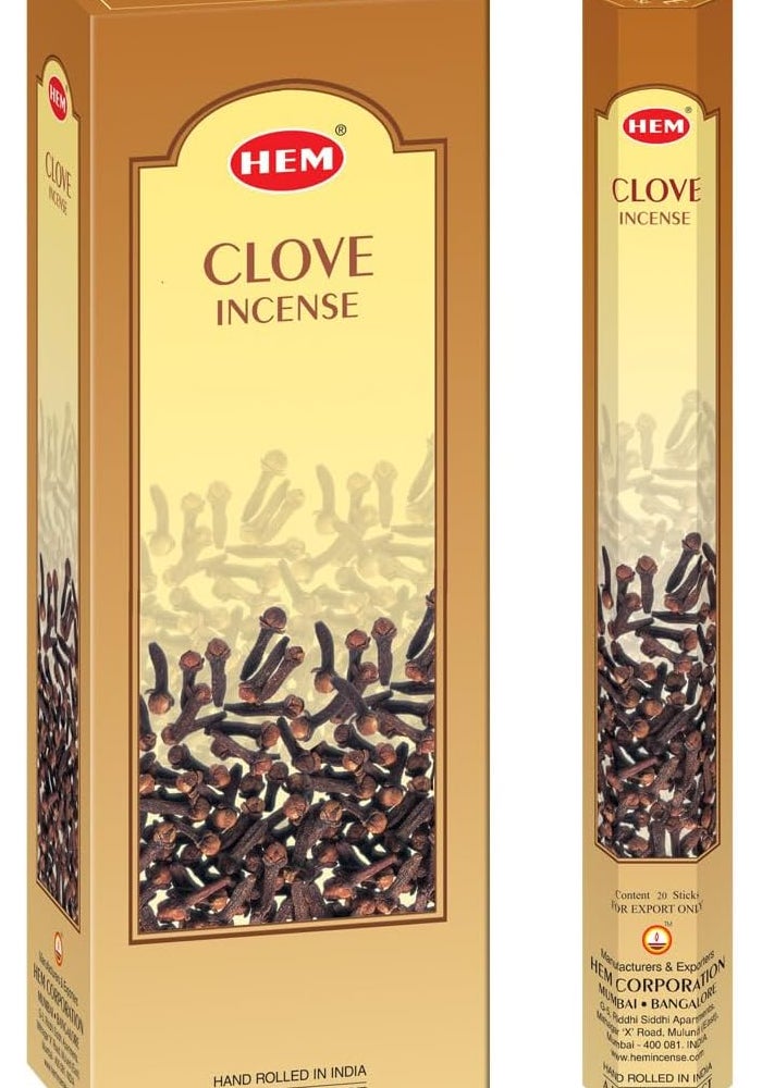 HEM Clove Incense - Box of Six 20 Stick Hex Tubes - Image 1