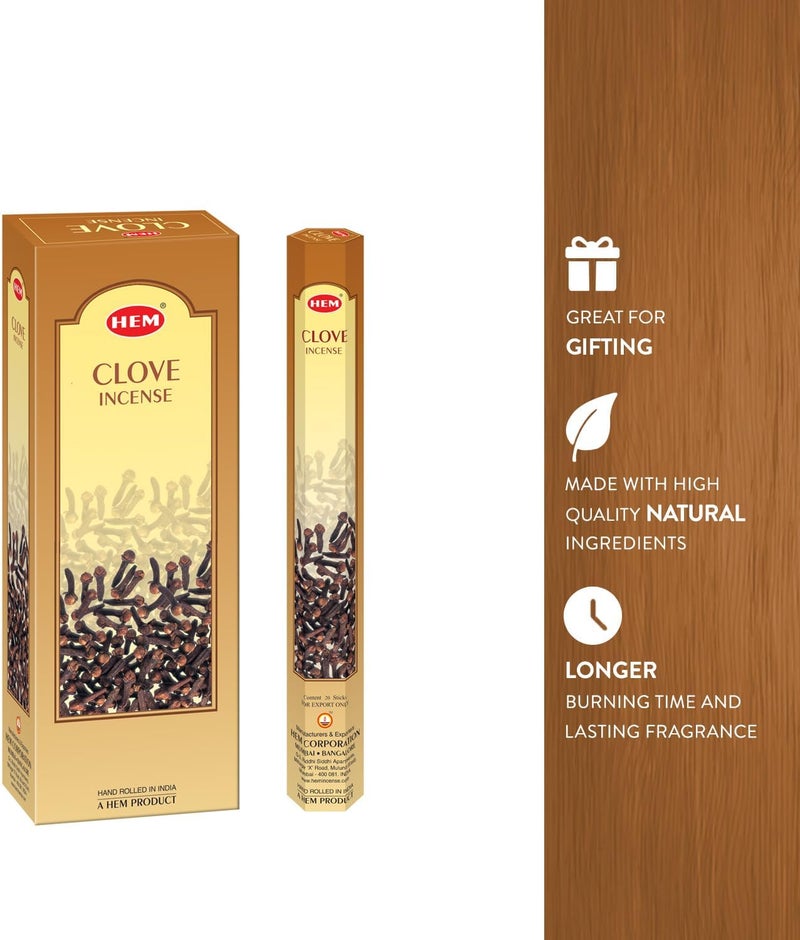HEM Clove Incense - Box of Six 20 Stick Hex Tubes - Image 4
