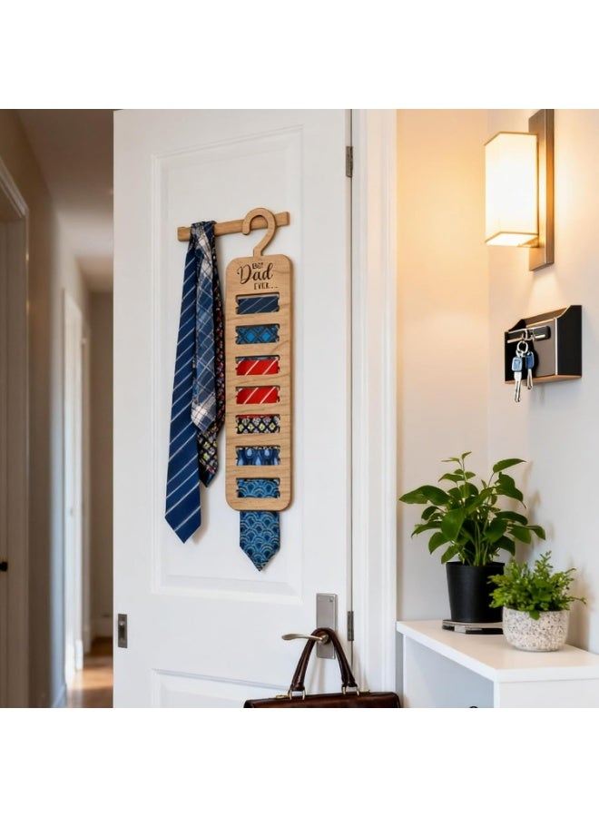 Wooden Tie Rack for Men’s Closet, Space-Saving Organizer & Decorative Woodcraft, Ideal Gift for Father’s Day, Birthday, or Holiday （Model 1） - Image 2