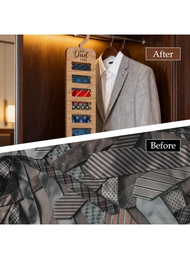 Wooden Tie Rack for Men’s Closet, Space-Saving Organizer & Decorative Woodcraft, Ideal Gift for Father’s Day, Birthday, or Holiday （Model 1） - Image 4