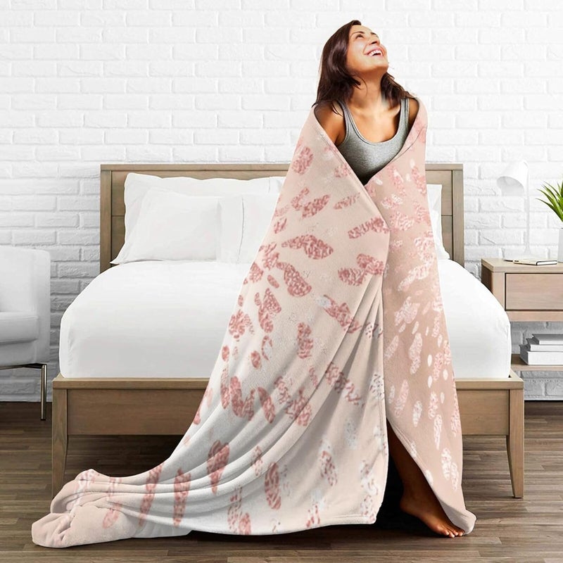 Pink Rose Gold Metal Blush Gold Gray Abstract Flannel 80"X60" Blanket - Soft and Light All Season Comfort Blanket - Travel, Home Décor - Image 5