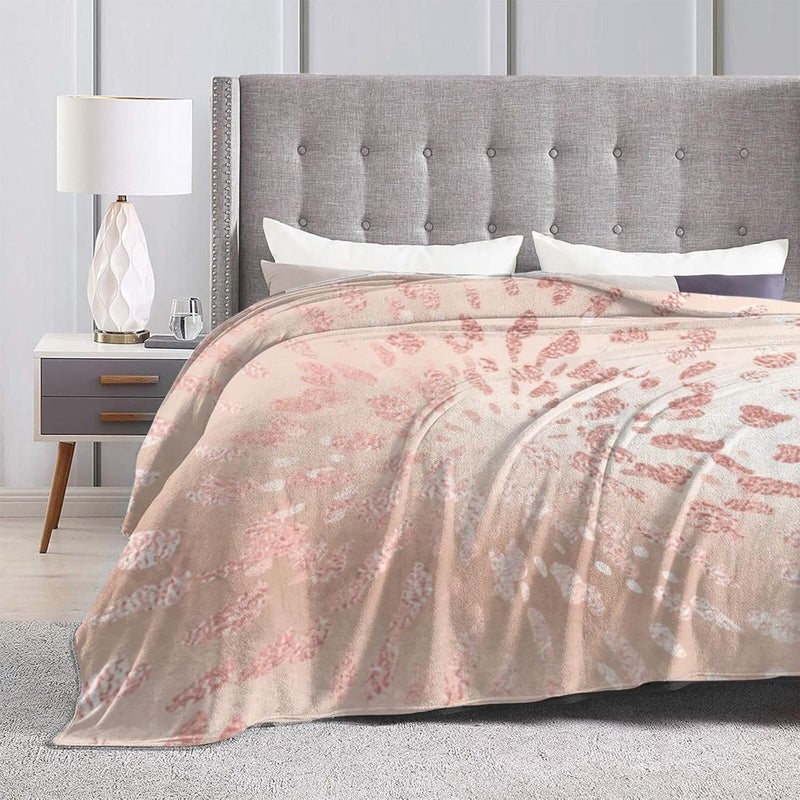 Pink Rose Gold Metal Blush Gold Gray Abstract Flannel 80"X60" Blanket - Soft and Light All Season Comfort Blanket - Travel, Home Décor - Image 4