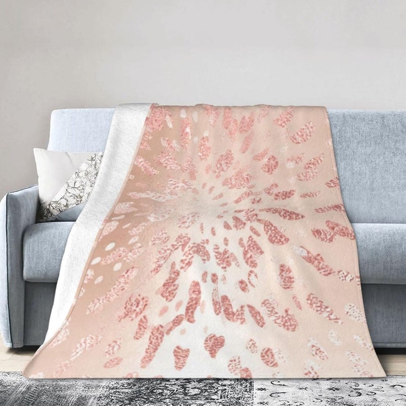 Pink Rose Gold Metal Blush Gold Gray Abstract Flannel 80"X60" Blanket - Soft and Light All Season Comfort Blanket - Travel, Home Décor - Image 1