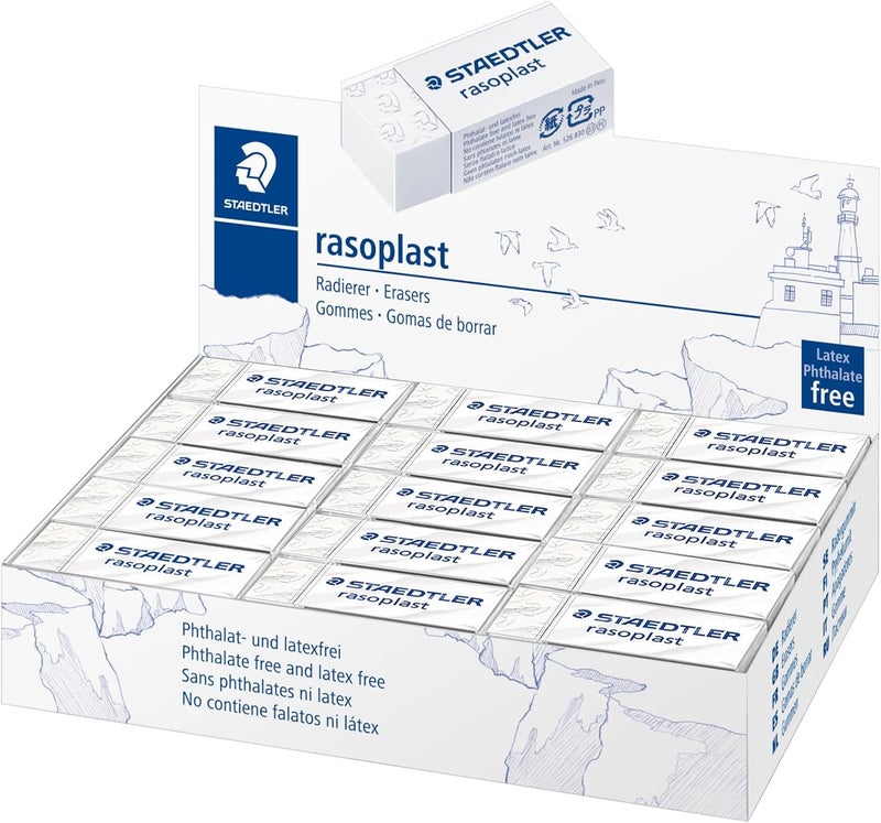 Staedtler Rasoplast White Eraser Pack of 30 - Image 1