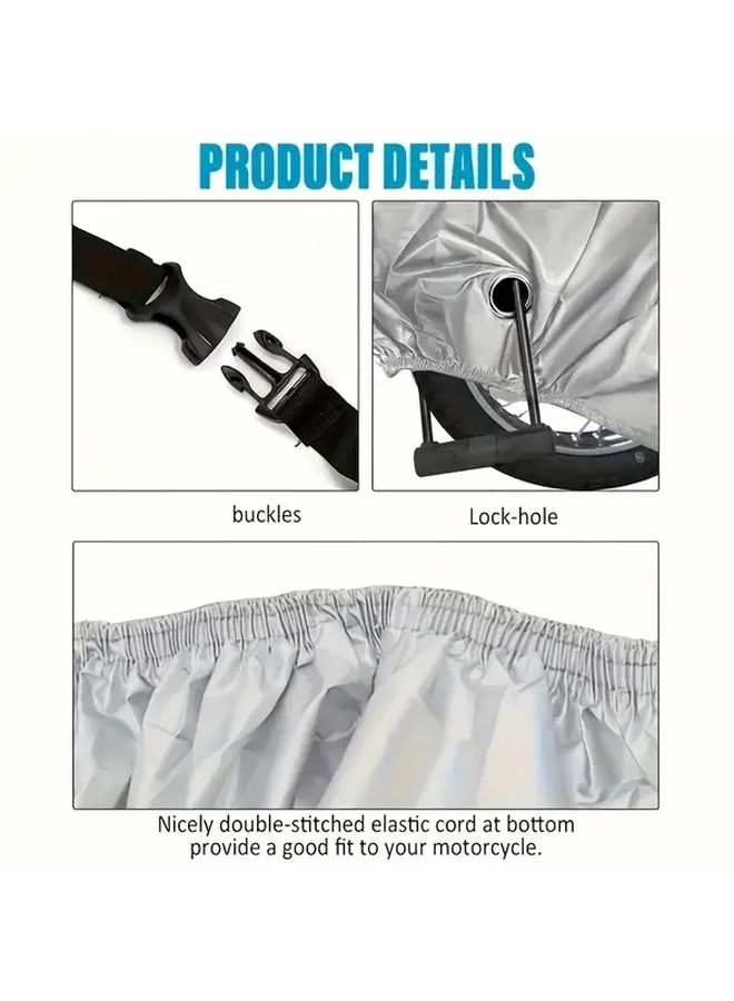 Large Black Motorcycle Cover with Anti Theft Lock Hole Storage Bag Durable Polyester - Image 5