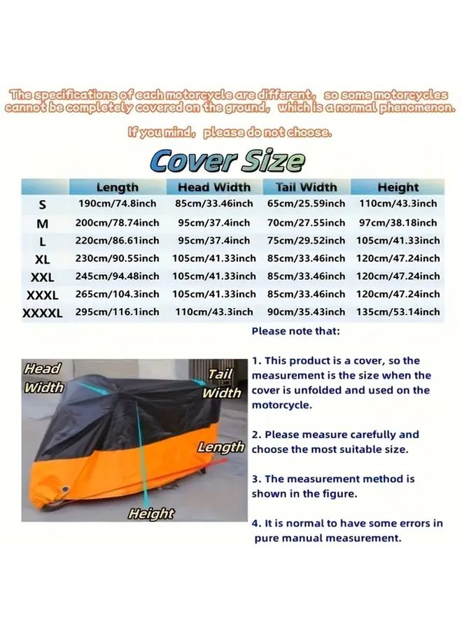 Large Black Motorcycle Cover with Anti Theft Lock Hole Storage Bag Durable Polyester - Image 2