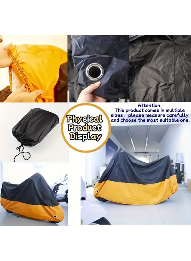 Large Black Motorcycle Cover with Anti Theft Lock Hole Storage Bag Durable Polyester - Image 3