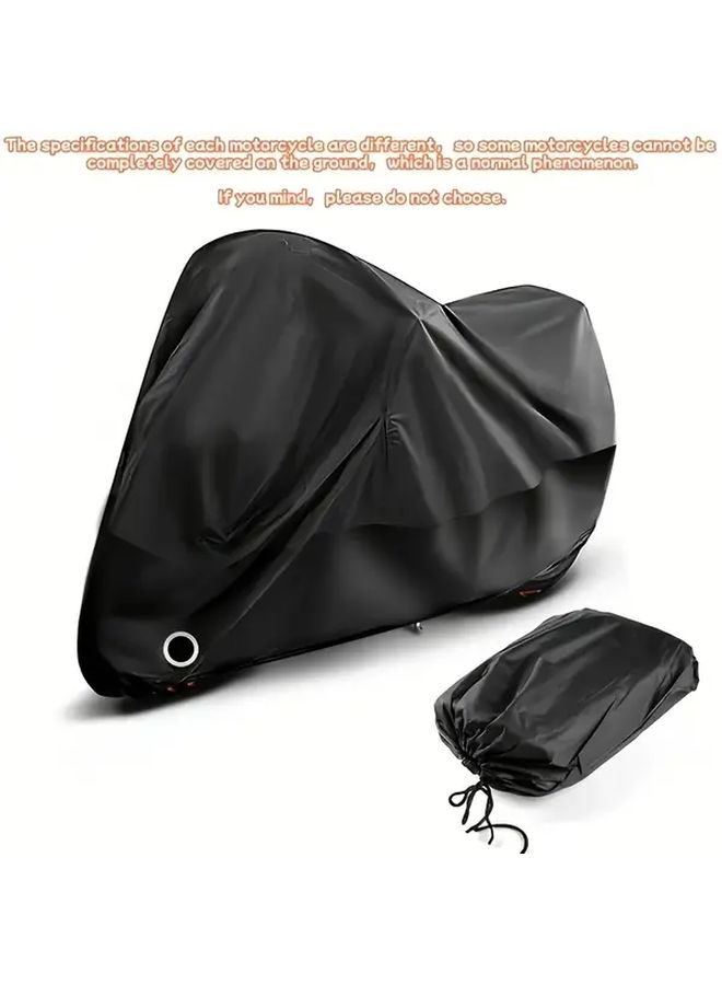Large Black Motorcycle Cover with Anti Theft Lock Hole Storage Bag Durable Polyester - Image 1