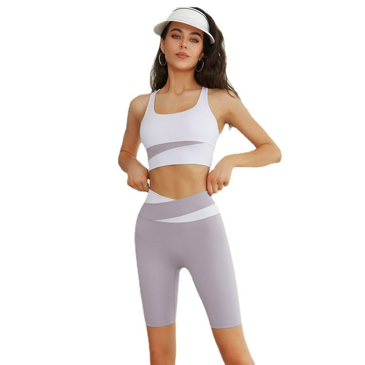 High Impact Sports Bra Set with Yoga Vest and High Waist Shorts - Image 5
