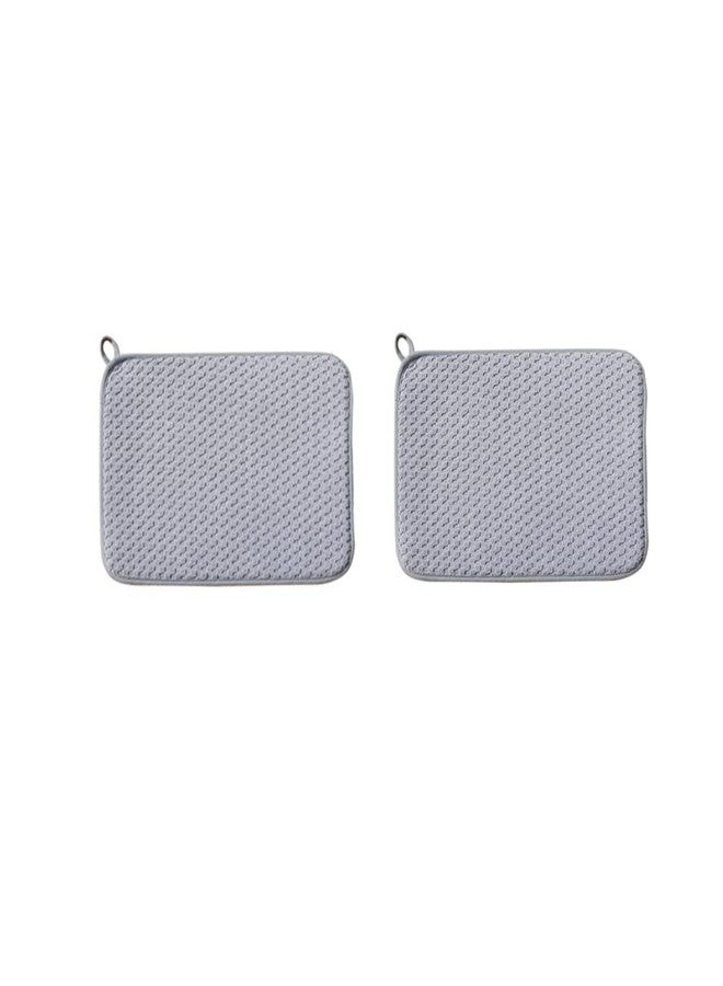 SEIWEI 2 Pack Grey Dish Drying Mat,Absorbent Microfiber Dishes Drainer Mats for Kitchen Counter,Dish Drying Pad,16''X 12'' - Image 1