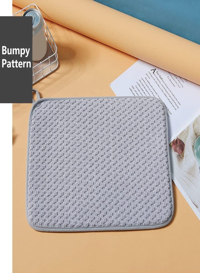 SEIWEI 2 Pack Grey Dish Drying Mat,Absorbent Microfiber Dishes Drainer Mats for Kitchen Counter,Dish Drying Pad,16''X 12'' - Image 2