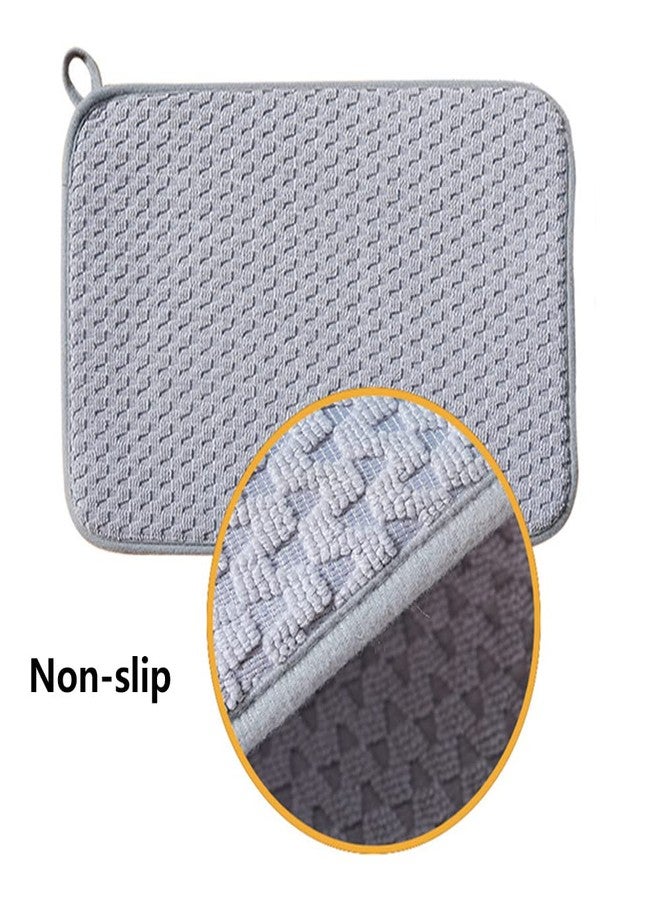 SEIWEI 2 Pack Grey Dish Drying Mat,Absorbent Microfiber Dishes Drainer Mats for Kitchen Counter,Dish Drying Pad,16''X 12'' - Image 3