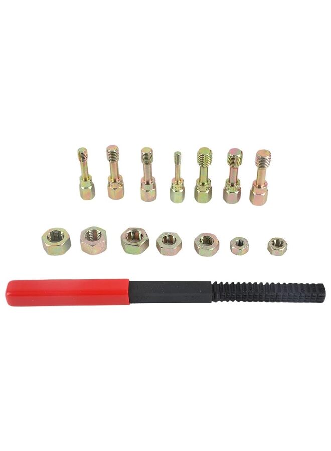 مجموعة أدوات تنظيف الخيوط المترية، 15 قطعة، مجموعة أدوات ترميم مبرد الخيوط، مجموعة الصنبور والقوالب، متري وقياسي، M6x1.0، M8x1.25، M10x1.25، M10x1.50، M12x1.25، M12x1.50، M12x1.75 - Image 3