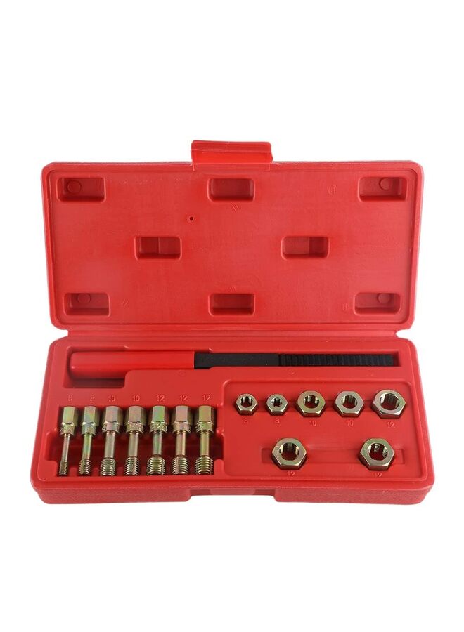 مجموعة أدوات تنظيف الخيوط المترية، 15 قطعة، مجموعة أدوات ترميم مبرد الخيوط، مجموعة الصنبور والقوالب، متري وقياسي، M6x1.0، M8x1.25، M10x1.25، M10x1.50، M12x1.25، M12x1.50، M12x1.75 - Image 1