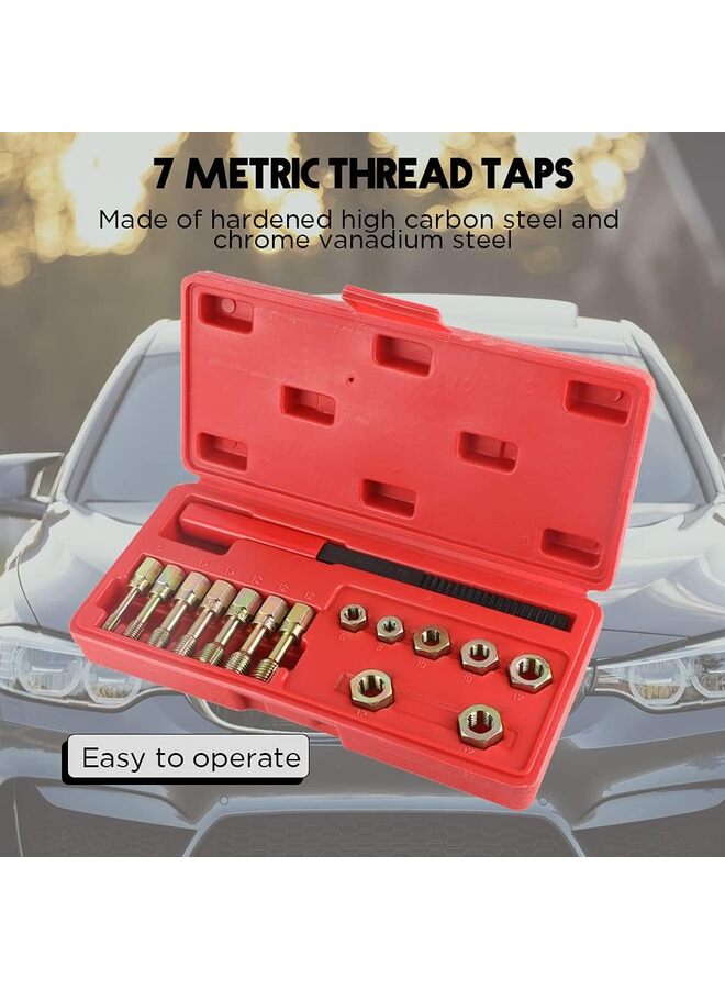 مجموعة أدوات تنظيف الخيوط المترية، 15 قطعة، مجموعة أدوات ترميم مبرد الخيوط، مجموعة الصنبور والقوالب، متري وقياسي، M6x1.0، M8x1.25، M10x1.25، M10x1.50، M12x1.25، M12x1.50، M12x1.75 - Image 5