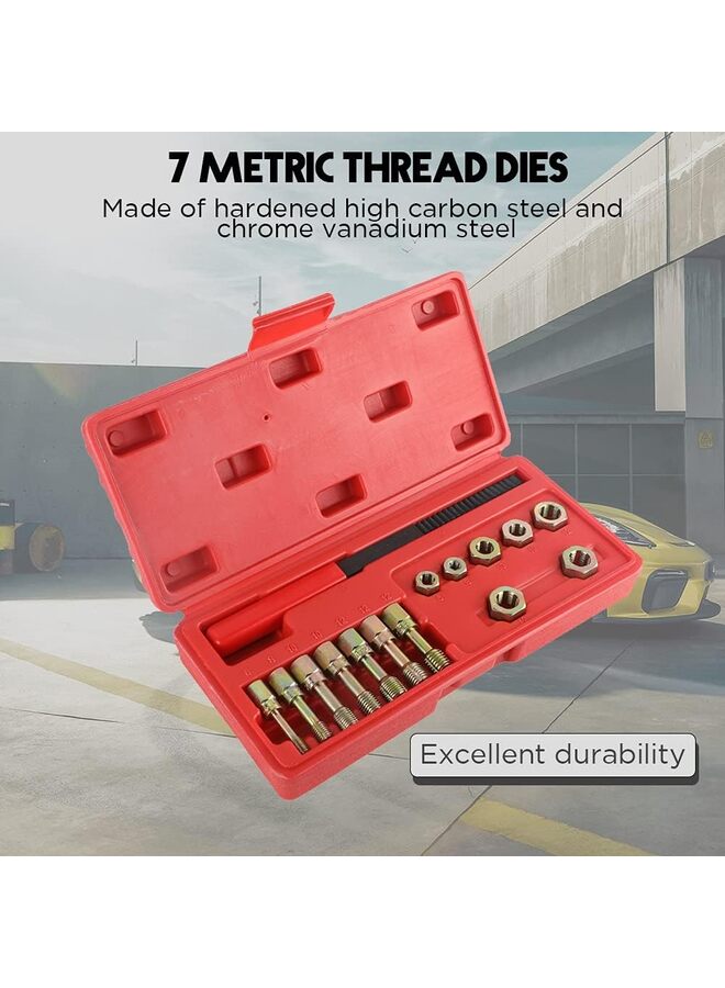 مجموعة أدوات تنظيف الخيوط المترية، 15 قطعة، مجموعة أدوات ترميم مبرد الخيوط، مجموعة الصنبور والقوالب، متري وقياسي، M6x1.0، M8x1.25، M10x1.25، M10x1.50، M12x1.25، M12x1.50، M12x1.75 - Image 4