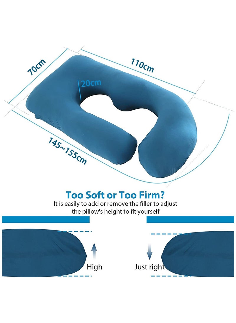 Arabest Pregnancy Body Pillow G Shaped Full Body Maternity Pillow with Removable Cooling Cover for Pregnant Women， Support to Head,Neck, Legs and Back Blue  - Image 2